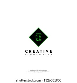 abstract CE logo letters design concept in shadow shape