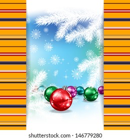 Abstract celebration background with Christmas decorations and snowflakes