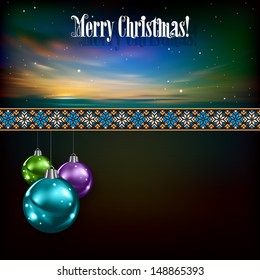 Abstract celebration background with Christmas decorations on dark