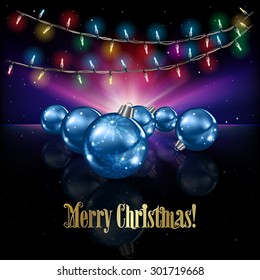 Abstract celebration background with Christmas lights decorations and stars