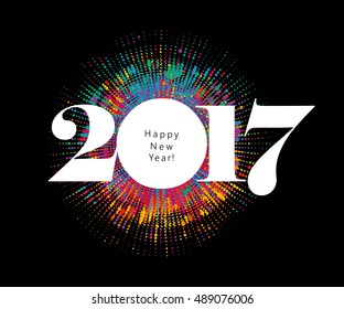 Abstract celebration background with colorful dotted lines. New year 2017 calendar cover design.
