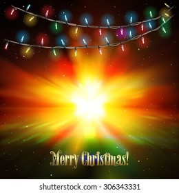 Abstract celebration background with stars and Christmas lights