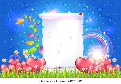 Abstract celebration background vector Scroll Paper Spring Theme