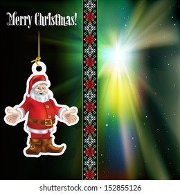 abstract celebration greeting with Santa Claus on black