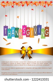 Abstract of Celebration Happy Thanksgiving Day Banner Template Background for invitation party campaign in the Autumn after Halloween with Calligraphy or Typographic. Vector and Illustration, EPS 10.