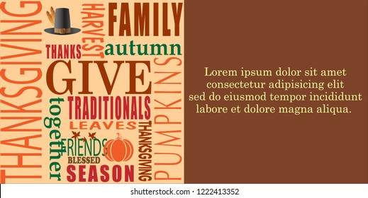 Abstract of Celebration Happy Thanksgiving Day Banner Template Background for invitation party campaign in the Autumn after Halloween with Calligraphy or Typographic. Vector and Illustration, EPS 10.