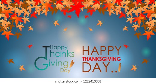 Abstract of Celebration Happy Thanksgiving Day Banner Template Background for invitation party campaign in the Autumn after Halloween with Calligraphy or Typographic. Vector and Illustration, EPS 10.