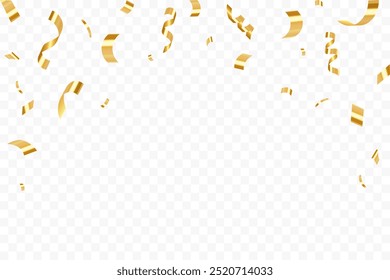 Diseño de fondo de fiesta de celebración Abstractas con confeti y cintas de oro, confeti de oro aislado para aniversario, fiesta de cumpleaños, Navidades, fiesta de carnaval, fondo de Anuncio de fiesta Festiva,