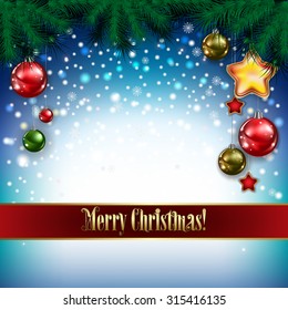 Abstract celebrations blue greeting with Christmas decorations