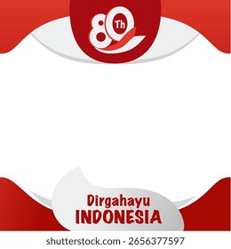 Ein abstrakter festlicher Rahmen mit einem Twibbon-Farbschema aus Indonesien der 80. Unabhängigkeit, perfekt, um Ihren Projekten einen festlichen Touch hinzuzufügen. Verwenden Sie ihn für Feiertagskarten oder Partyeinladungen.