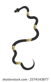 Abstract celestial black and golden snake. Golden scaled serpent. Vector illustration