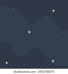 Abstract Celestial Dark Trendy Blue Background Vector Stars Curves