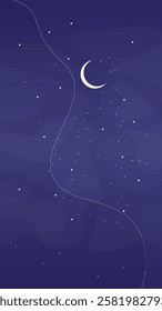 Abstract Celestial Trendy Dark Night Sky Moon Blue Phone Wallpaper Vector Design