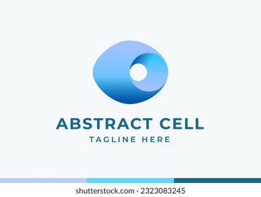 Abstract Cell Ellipse Shape Vector Logo Template. Modern Gradient Geometry Sign with Typography. Biotechnology Concept Emblem. Isolated