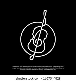 abstract cello vector logo with minimalist line art style