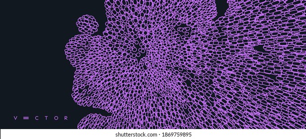 Abstract Cellular Background. Cell Membrane Structure In Motion. 3D Scientific Vector Illustration For Medicine, Science, Technology Or Chemistry.