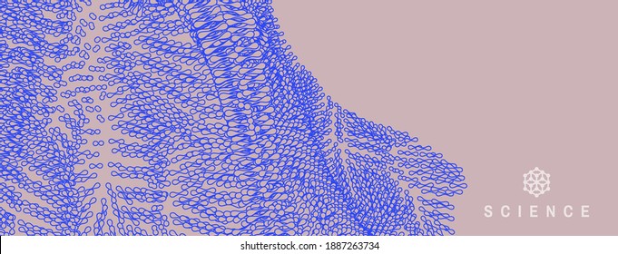 Fundo celular abstrato. Estrutura da membrana celular em movimento. Ilustração vetorial científica 3D para medicina, ciência, tecnologia ou química.