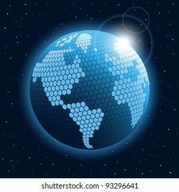 Abstract cellular global icon. Vector illustration. EPS 10