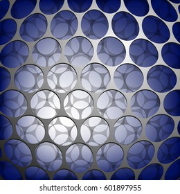 Abstract cellular sphere, grid pattern spatial structure with shadows. 3D vector illustration.