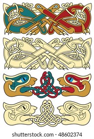 abstract celtic color design works - zoomorph motifs