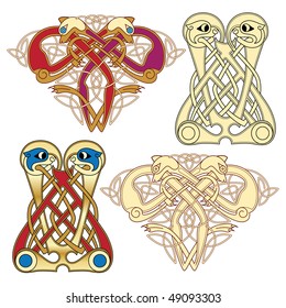 abstract celtic color design works - zoomorph motifs