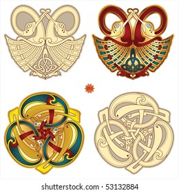 abstract celtic color design works - zoomorph motifs