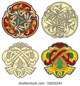 abstract celtic color design works - zoomorph motifs