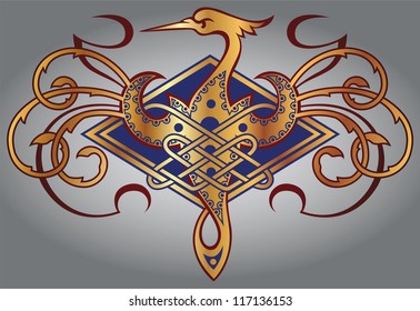 Abstract Celtic design for your artwork and tattoos - zoomorph motifs