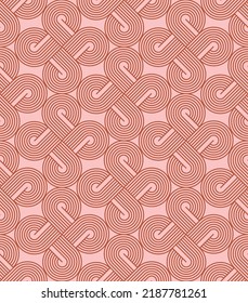 Abstract Celtic Knot Lines Seamless Vector Pattern Minimalist Psychedelic Hypnotic Pattern Retro Minimalist Design Perfect for Home Interior Design or Upholstery Fabric Allover Print Pastel Pink Tones