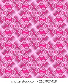 Abstract Celtic Knot Lines Seamless Vector Pattern Minimalist Psychedelic Hypnotic Pattern Retro Minimalist Design Perfect for Home Interior Design or Upholstery Fabric Allover Print Fuchsia Tones