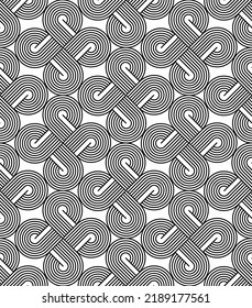 Abstract Celtic Knot Lines Seamless Vector Pattern Minimalist Psychedelic Hypnotic Pattern Retro Minimalist Design Perfect for Home Interior Design or Upholstery Fabric Allover Print Black White Tones