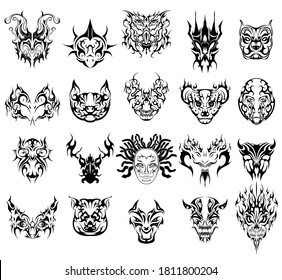 abstract celtic masks tattoo sticker symbols set