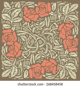 Abstract celtic ornament with rose flowers, vector