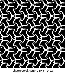 abstract celtic shapes. vector seamless pattern. simple black and white background. textile paint. repetitive background. fabric swatch. wrapping paper