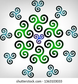 Abstract Celtic Triskeleon Pattern. Symbols of the Vikings Triskele on a white background.