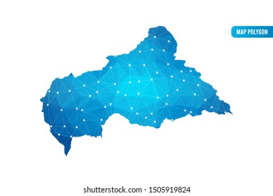 Abstract Central African republic Map geometric rumpled triangular low poly style gradient graphic on white background , line dots polygonal design for your . Vector illustration eps 10
