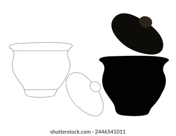 Silueta negra de la olla de cerámica Abstractas. Vector diferentes ollas de arcilla para el diseño de la ilustración de arte k.line.