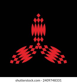 ABSTRACT CERAMIC MOTIF DESIGN PLAYED IN RED AND BLACK BACKGROUND