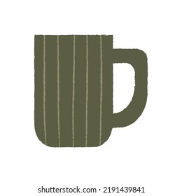Abstract ceramic pot with texture. Pottery vector illustration on isolated background. Bohemian hygge concept