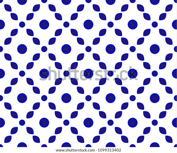 Abstract Ceramic Seamless Pattern Blue White Stock Vector Royalty