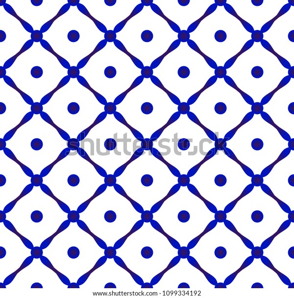 Abstract Ceramic Seamless Pattern Blue White Stock Vector Royalty