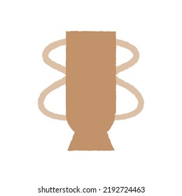 Abstract ceramic vase. Pottery vector illustration on isolated background. Bohemian hygge concept