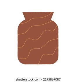 Abstract ceramic vase with striped texture. Pottery vector illustration on isolated background. Bohemian hygge concept