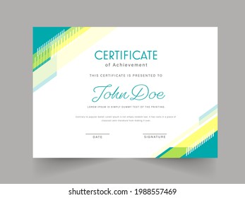 Abstract Certificate Of Achievement Template On Gray Background.