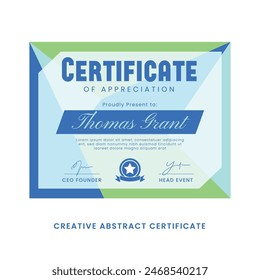 Abstract Certificate Appreciation Design Template.