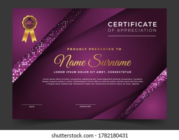 Plantilla de diseño de certificado abstracto con elementos y formas modernos