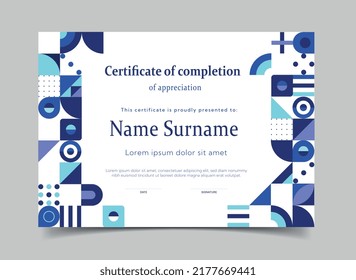 Abstract certificate or diploma. Document confirming completion of online courses and training for graduates and most successful students. Mockup, layout or template. Cartoon flat vector illustration