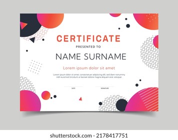 Abstract certificate or diploma. Modern design for electronic documents for student. Confirmation of completion of online web courses. Goal Achievement award. Cartoon flat vector illustration