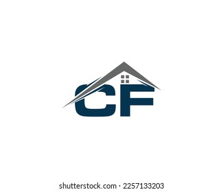 Resumen Carta CF Diseño de logotipo de forma de casa creativa. Único Inmueble Inmobiliario, Inmueble Inmobiliario, Inmueble, Icono del Vector de Identidad Empresarial de Construcción. 