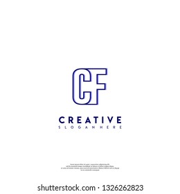 abstract CF logo letters design concept in shadow shape